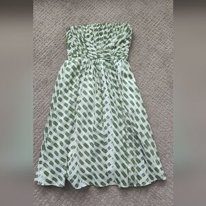 Suzi Chin For Maggy Boutique Green and White Strapless Dress